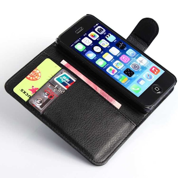 Litchi Case Skydd För Iphone 5 5S Se Svart Skydd