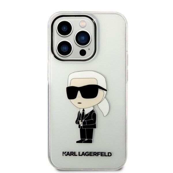 Karl Lagerfeld KLHCP14LHNIKTCT iPhone 14 Pro 6.1 gjennomsiktig hardt deksel Ikonik Karl Lagerfeld