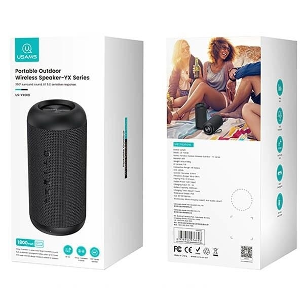 USAMS YX Series Bluetooth 5.0 10W bärbar trådlös utomhushögtalare YX8YG01 (US-YX008)