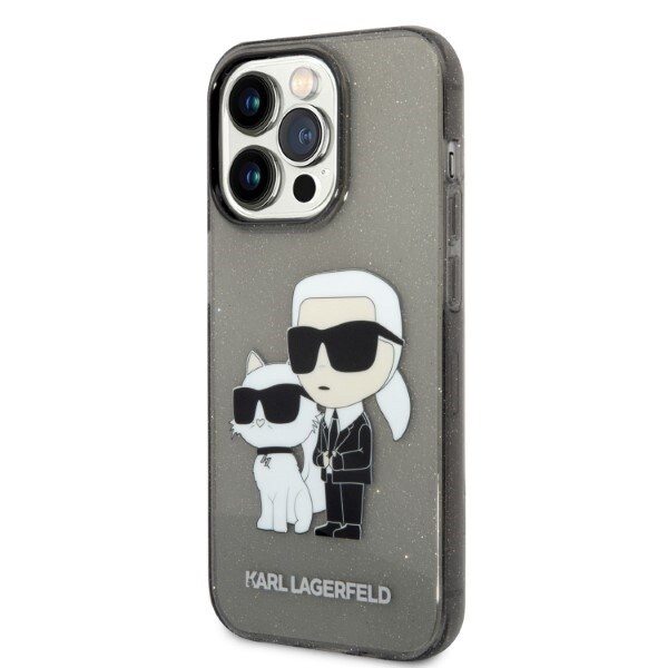 KARL LAGERFELD GLITTER KARL&CHOUPETTE ETUI TIL IPHONE 14 PRO - SORT