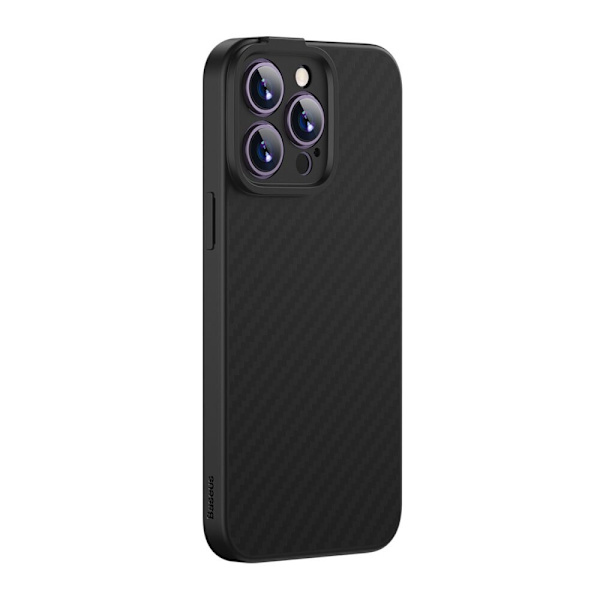 Armor-deksel til iPhone 14 Pro, MagSafe-kompatibel, herdet glass Baseus Synthetic Fiber - svart