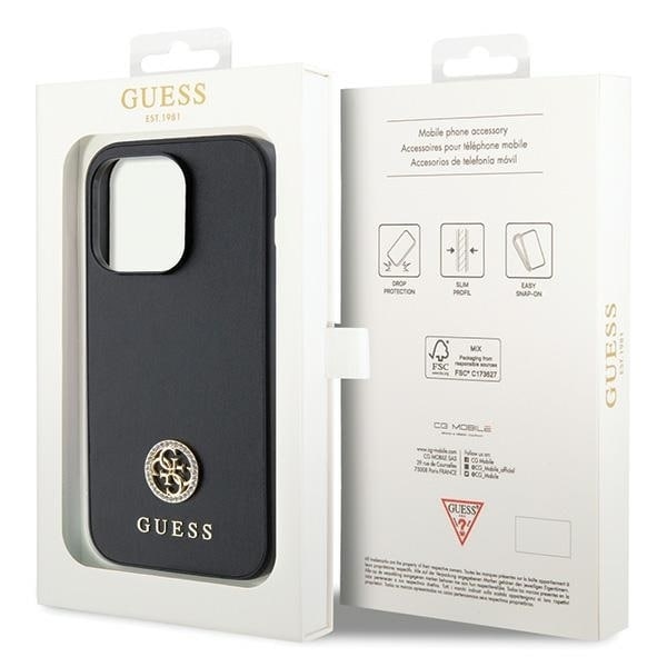 Guess GUHCP13XPS4DGPK iPhone 13 Pro Max 6,7" svart/svart hårdfodral Strass Metal Logotyp