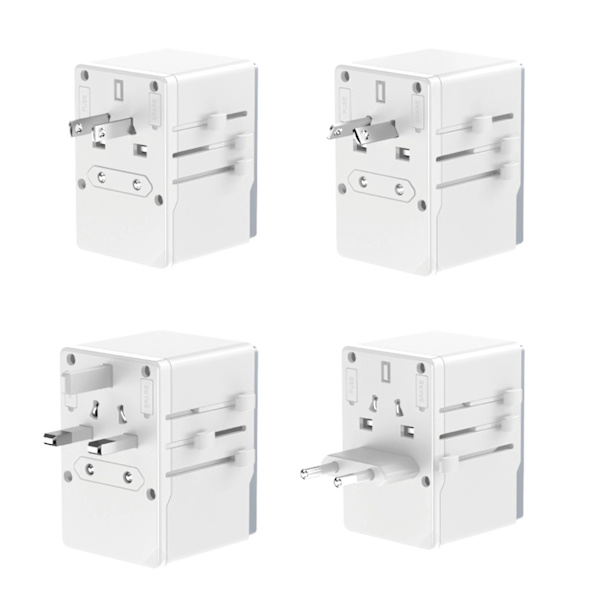 DUDAO A65PRO 65W EU / US / JP / AUS / UK REJSEADAPTER 2X USB-C 2X USB-A - HVID