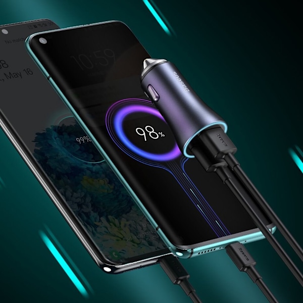 BASEUS USB-LADER TYPE C 40 W USB TYPE C KABEL GRÅ