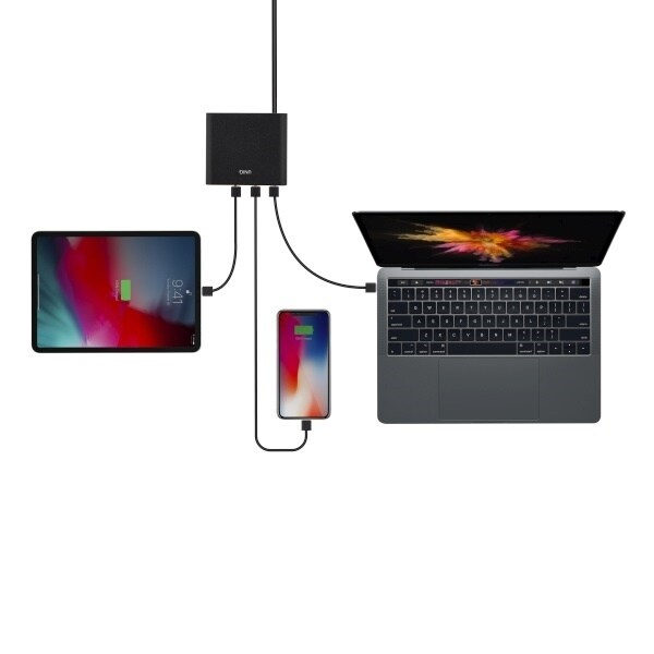 HUB Uniq Surge LITHOS Collective 90W 2xUSB-A QC 3.0 / 2xUSB-C PD 3.0 - svart