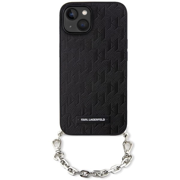 KARL LAGERFELD SAFFIANO MONOGRAM CHAIN ETUI TIL IPHONE 14 - SORT