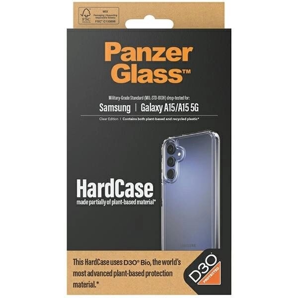 PanzerGlass HardCase med D3O® Bio og Military Grade-sertifisering for Samsung Galaxy A15 / A15 5G - Gjennomsiktig