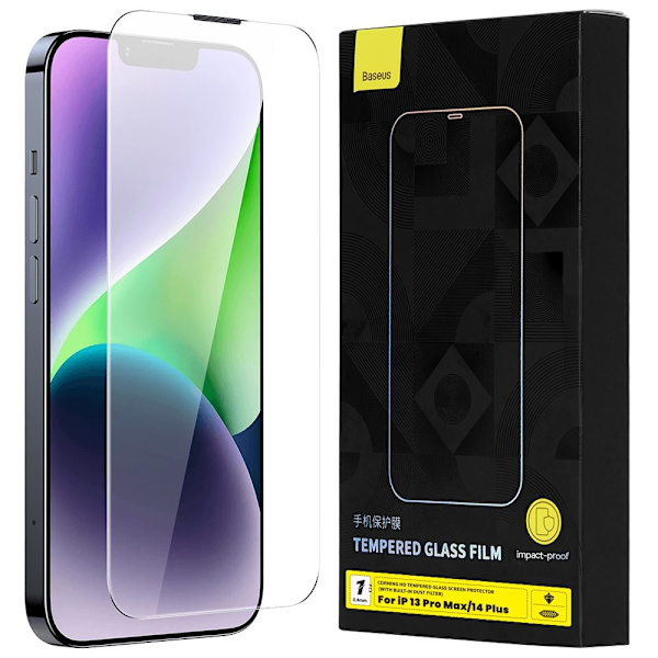 Baseus herdet glass iPhone 14 Plus / 13 Pro Max fullskjerm 0,4 mm høyttalerdeksel + monteringssett
