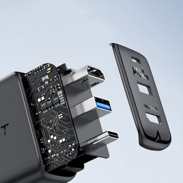 ACEFAST 2I1 OPLADER 65W USBC/USB ADAPTER HDMI4K60HZ+HVID KABEL