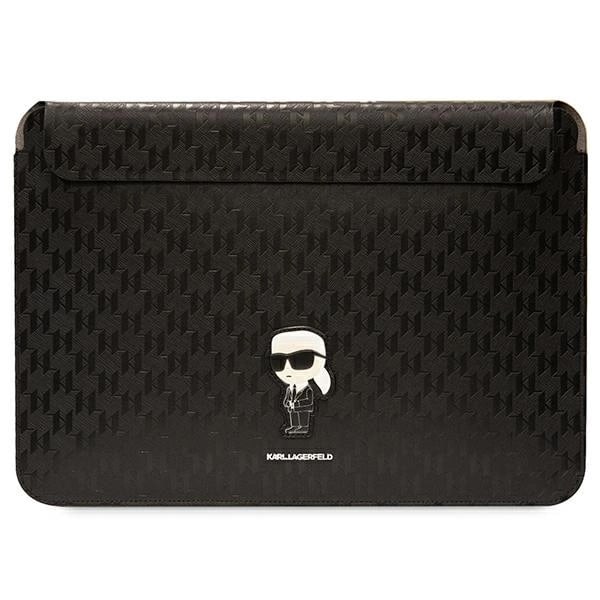 KARL LAGERFELD SAFFIANO MONOGRAM IKONIK ETUI TIL EN 14" BÆRBAR COMPUTER - SORT