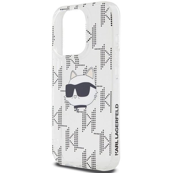 Karl Lagerfeld IML Choupette Head & Monogram Deksel til iPhone 15 Pro - Gjennomsiktig