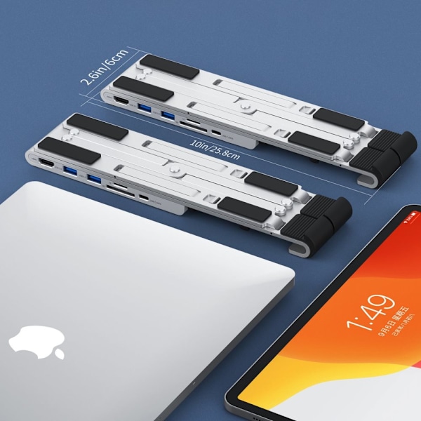 Choetech-stativ multifunksjonell bærbar stasjon PD/USB-C HDMI(4K/30Hz)/2xUSB-A/1xUSB-C/1xSD/1xTF svart (HUB-M43)