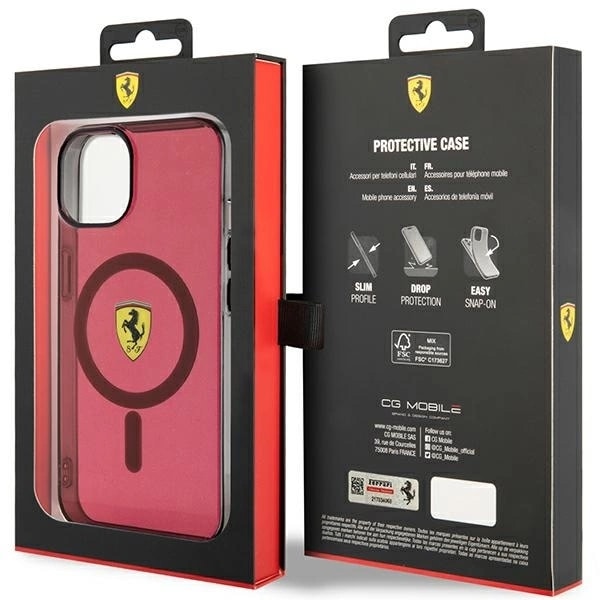 FERRARI TRANSLUCENT MAGSAFE ETUI TIL IPHONE 14 - RØD