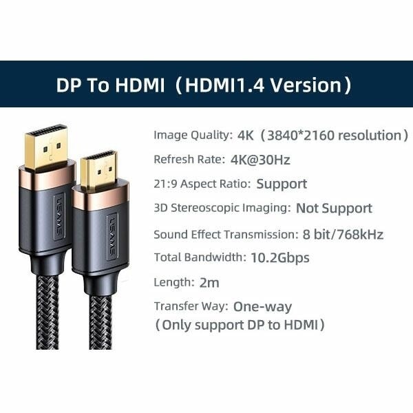 USAMS HDMI-kabel 2,0 m U74 4K HD svart/svart SJ530HD01 (US-SJ530)