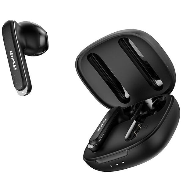 AWEI Bluetooth 5.3 T66 TWS hörlurar + dockningsstation svart/svart