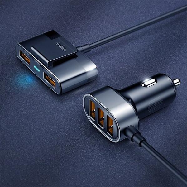 Joyroom rask billader 5x USB 6.2 A med skjøteledning svart (JR-CL03)