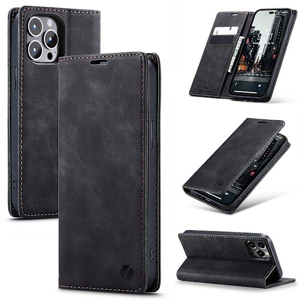 Spacecase Fodral Pålånkskydd För Iphone 14 Pro Svart Läder
