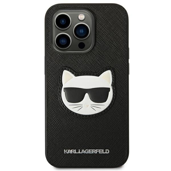 KARL LAGERFELD SAFFIANO CHOUPETTE HEAD PATCH COVER TIL IPHONE 14 PRO - SORT