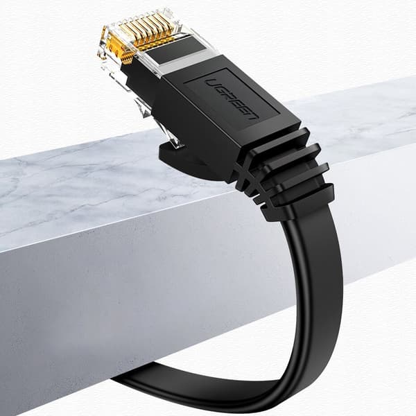 Grønn flat LAN Ethernet-kabel Kat. 6 8m svart (NW102)