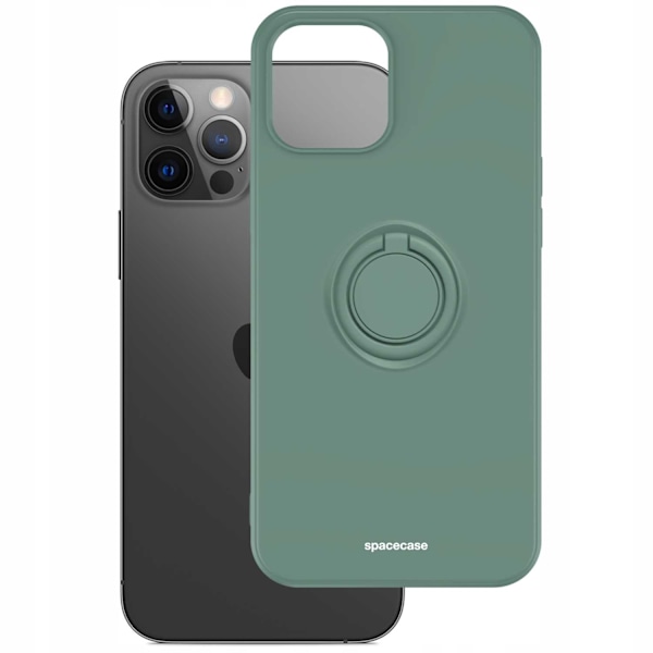 Spacecase Silikon Ringfodral För Iphone 12 Pro Max Mörkgrön Skydd