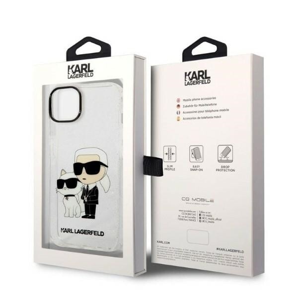 Karl Lagerfeld KLHCP14MHNKCTGT iPhone 14 Plus 6.7 gjennomsiktig hardt deksel Gliter Karl&Choupette