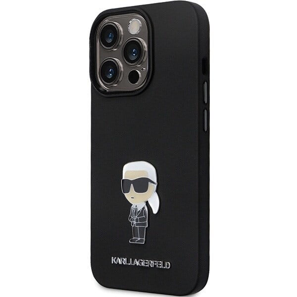 Karl Lagerfeld KLHCP13XSMHKNPK beskyttelsesdeksel til iPhone 13 Pro Max - svart Silikon Ikonik Metal Pin