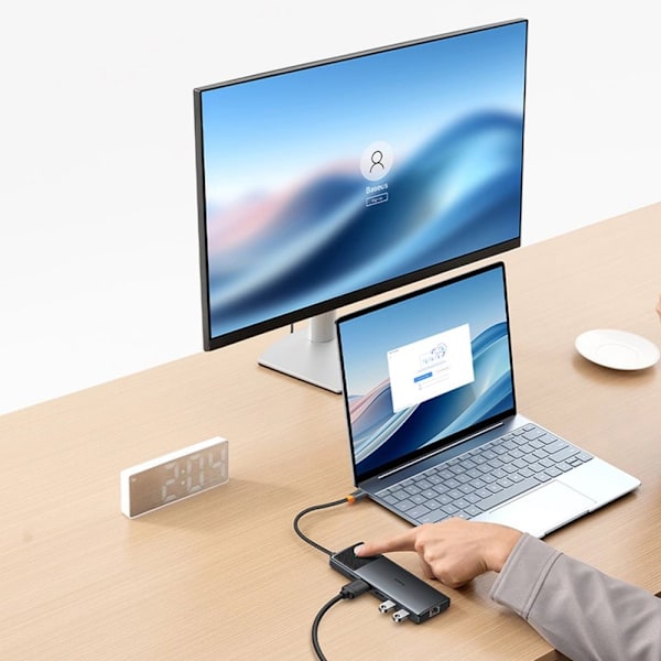 HUB 10in1 Baseus Metal Gleam Series USB-C - USB-C PD / USB-C / 3x USB-A / 2x HDMI / RJ-45 / SD / TF - svart