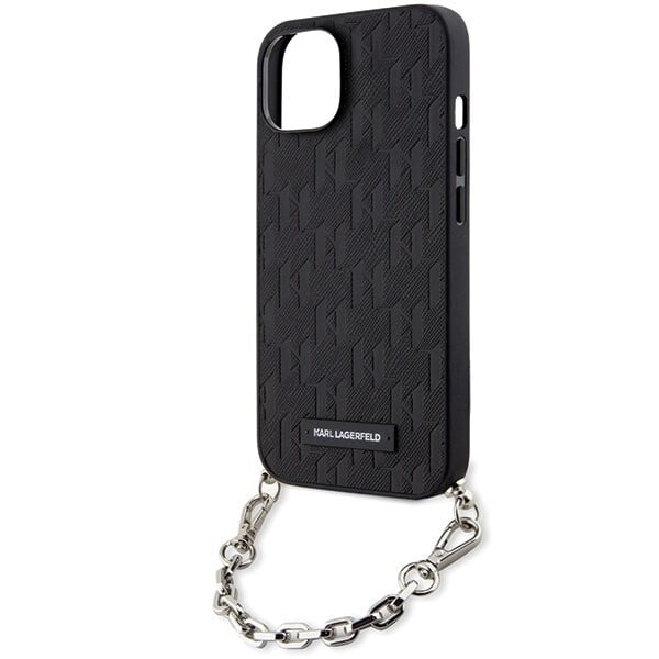 Karl Lagerfeld Saffiano Monogram Chain KLHCP14SSACKLHPK Deksel til iPhone 14 - Svart