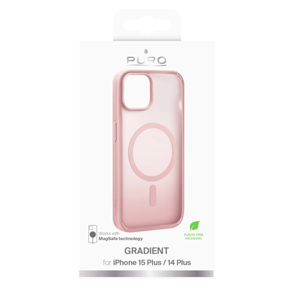 PURO GRADIENT MAGSAFE SILIKONETUI TIL IPHONE 15 PLUS - PINK