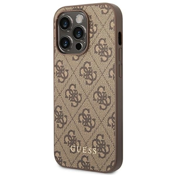 Guess GUHCP14XG4GFBR iPhone 14 Pro Max 6.7 brunt/brunt hardt deksel 4G Metal Gold Logo