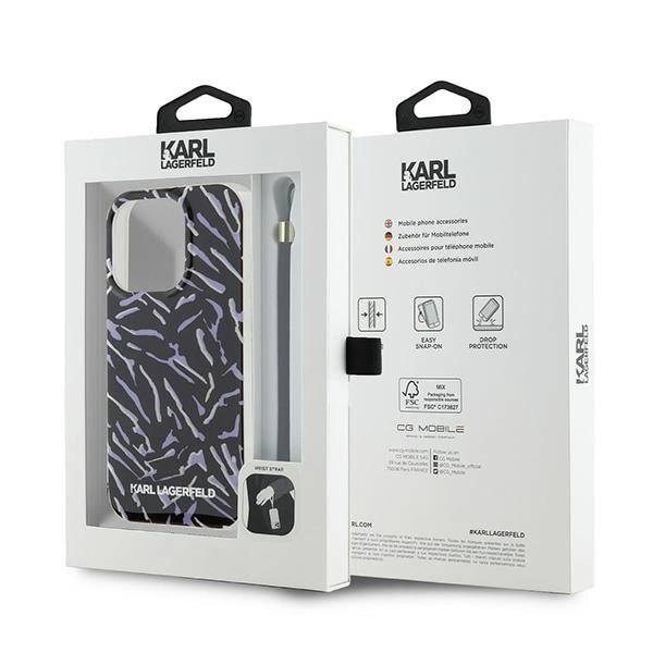 KARL LAGERFELD ZEBRA WITH CORD COVER TIL IPHONE 15 PRO MAX - LILLA