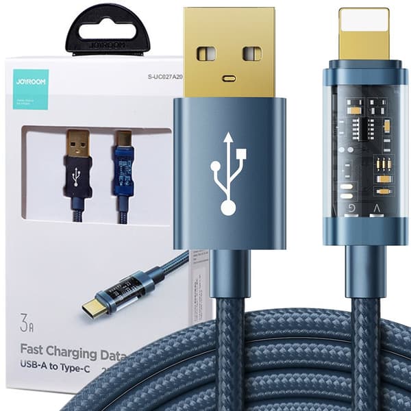 Joyroom USB - Lightning-kabel for lading / dataoverføring 2,4A 20W 2m blå (S-UL012A20)