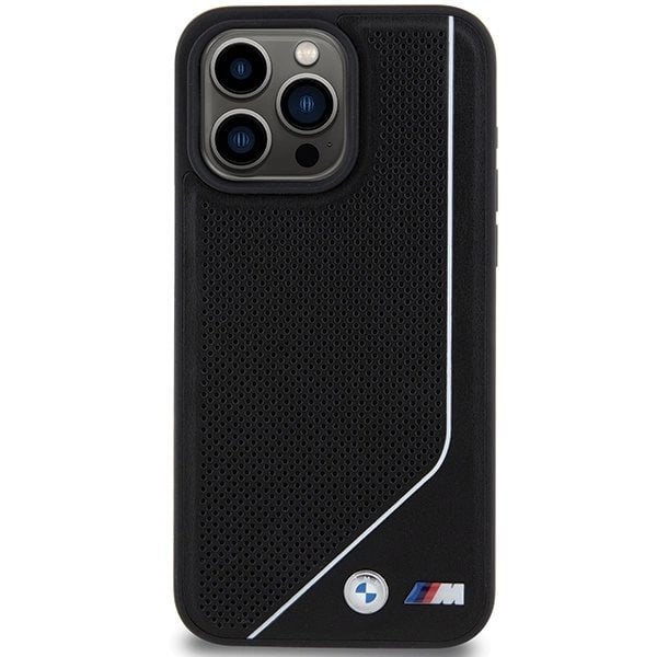 BMW Perforated Twisted Line MagSafe-deksel til iPhone 15 Pro - svart