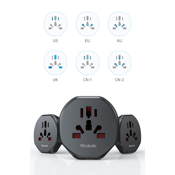 MCDODO UNIVERSELL LESERADAPTER EU TIL EU USA UK AU CN ADAPTER 2500W