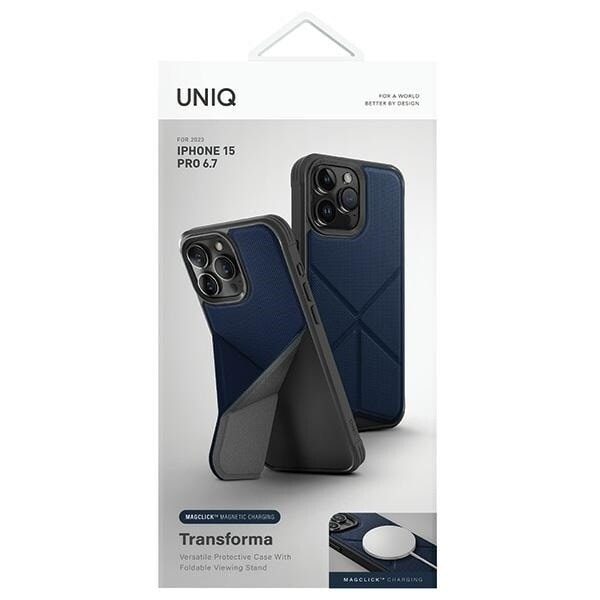 UNIQ-deksel Transforma iPhone 15 Pro Max 6.7 Magclick Lader blå/elektrisk blå