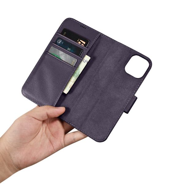 iCarer Lommebokveske 2-i-1 iPhone 14-deksel Leather Flip Cover Anti-RFID mørk lilla (WMI14220725-DP)