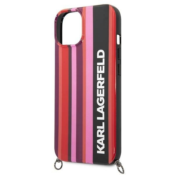 Karl Lagerfeld KLHCP14SSSTTP Deksel for iPhone 14 Hard Deksel - Rosa Farge Stripes Strap