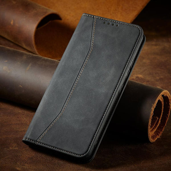 Magnet Fancy Case Case for Samsung Galaxy S22 Card Lommebokbeskytter? stå svart