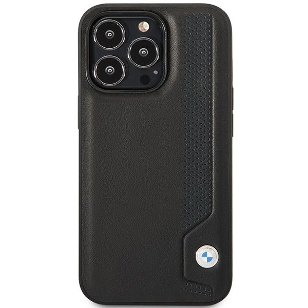 BMW LÆDER BLUE DOTS ETUI TIL IPHONE 14 PRO MAX - SORT