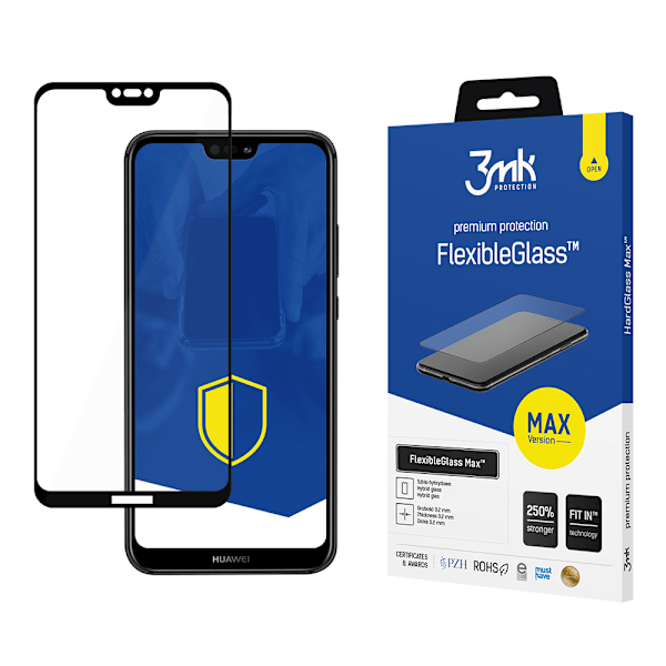 HUAWEI P20 LITE SORT - 3MK FLEXIBLEGLASS MAX