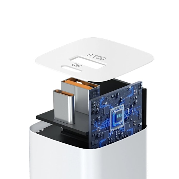 Wozinsky CMWCW 20W USB-C / USB-A vegglader - hvit