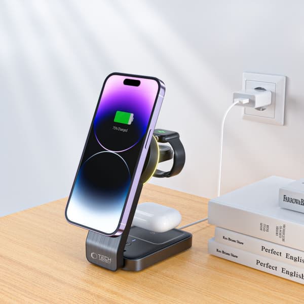 TECH-PROTECT QI15W-A28 3I1 MAGNETISK MAGSAFE TRÅDLØS OPLADER SORT