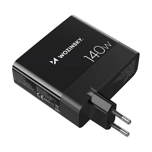 Wozinsky CGWCB 140W GaN vegglader 3 x USB-C / 2 x USB-A - svart