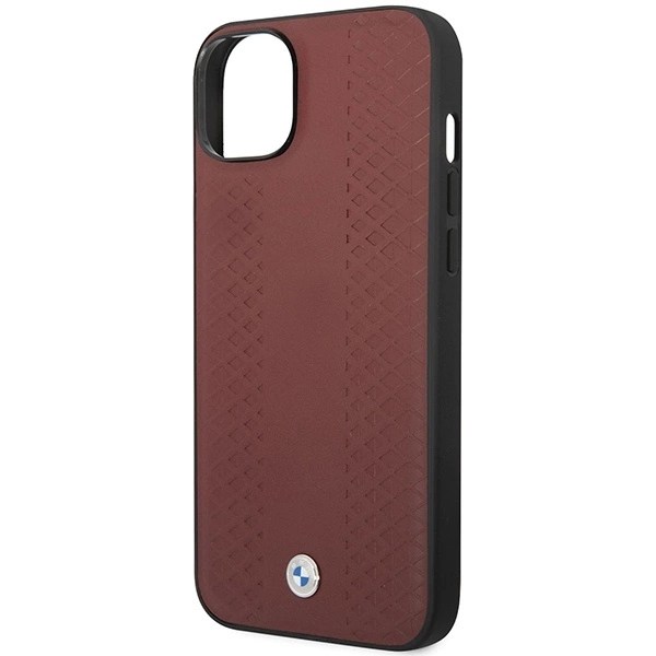 BMW LÆDER DIAMOND PATTERN COVER TIL IPHONE 14 - BORDEAUX