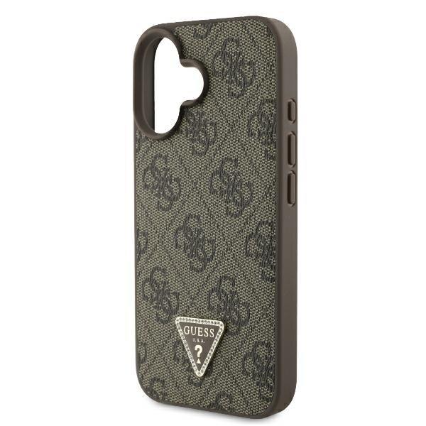 Guess GUHCP16SP4TDSCPW iPhone 16 6,1" brunt/brunt hårdfodral Läder Metall Logotyp Strass Crossbody
