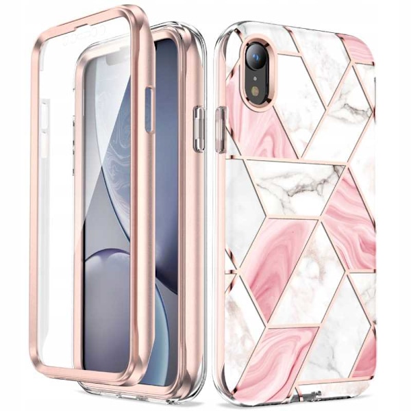 Spacecase Fodral Marble 360 Skydd För Iphone Xr Vit Rosa