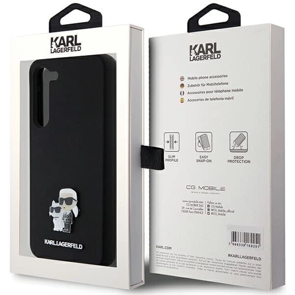 KARL LAGERFELD SILIKONE KARL&CHOUPETTE METAL PIN ETUI TIL SAMSUNG GALAXY S23+ - SORT