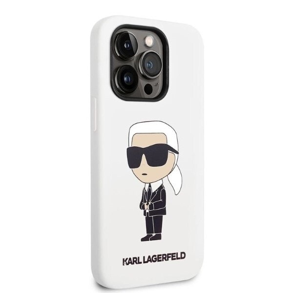 Karl Lagerfeld KLHCP14LSNIKBCH iPhone 14 Pro 6.1 hardt deksel hvit/hvit Silikon Ikonik