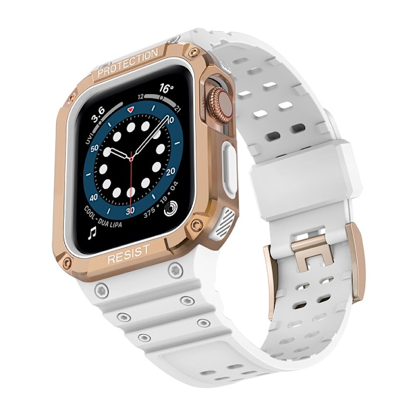 BESKYTT STRAP BÅND MED ETUIER TIL APPLE WATCH 7/6/5/4/3/2/SE 41/40/38MM HVID