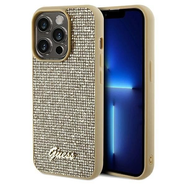 Guess Disco Metal Script-deksel til iPhone 14 Pro Max - gull